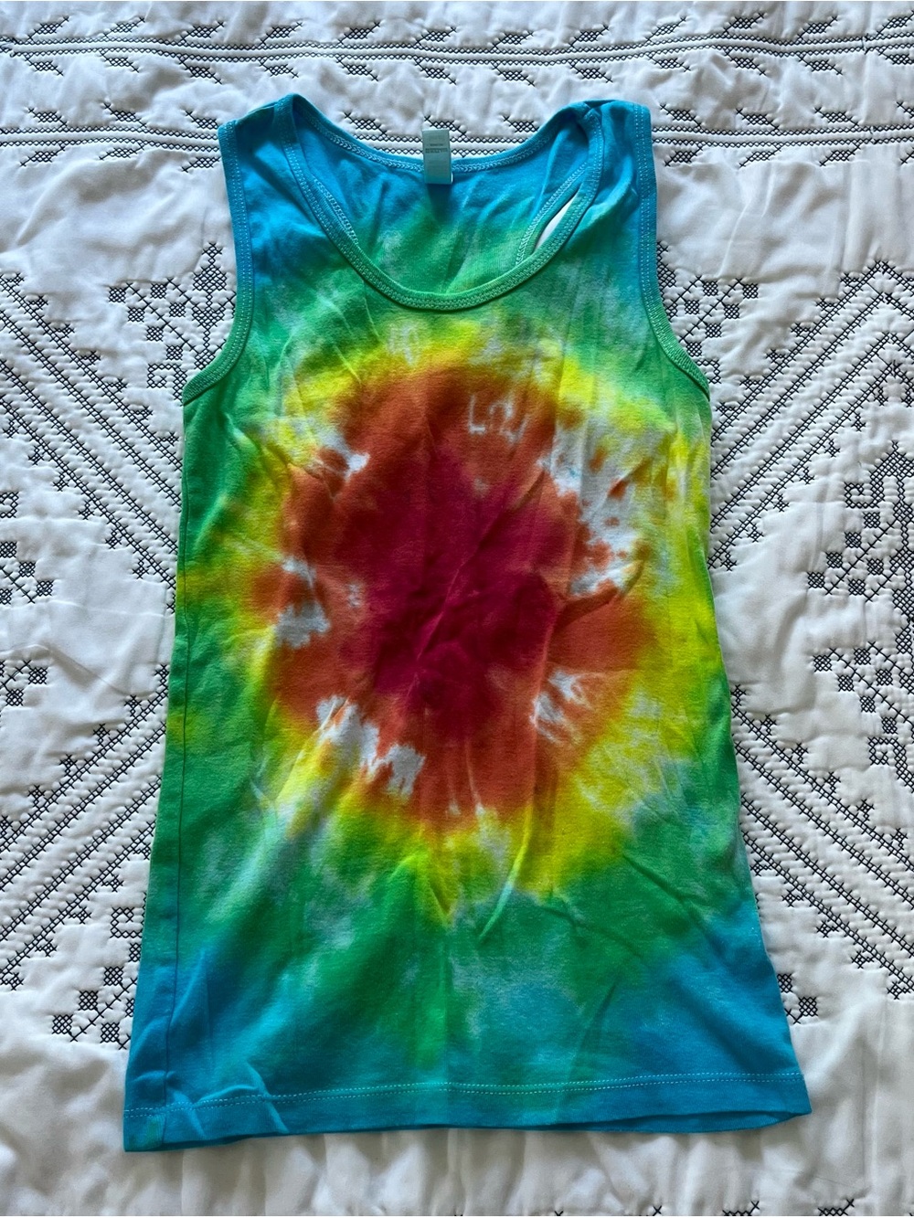 Spirit Multicolor Tie-Dye Scoop Tank Top - Blue, Green, Yellow, Red